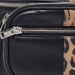 Pre Owned Alexander Wang Black/Beige Leopard Print Leather Attica Belt Bag