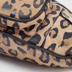 Pre Owned Alexander Wang Black/Beige Leopard Print Leather Attica Belt Bag