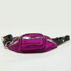 Alexander Wang Purple/Black Satin and Leather Attica Belt Bag