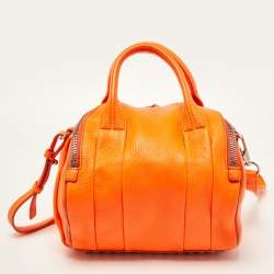 Alexander Wang Neon Orange Textured Leather Rocco Duffel Bag