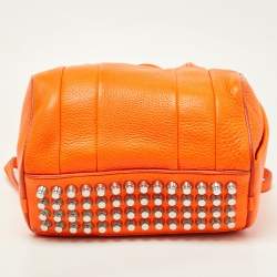 Alexander Wang Neon Orange Textured Leather Rocco Duffel Bag