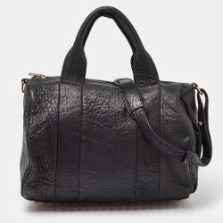 Alexander Wang Black Pebbled Leather Rocco Duffle Bag