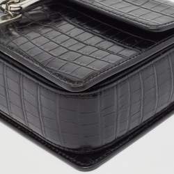 Alexander Wang Black Croc Embossed Leather Hook Shoulder Bag