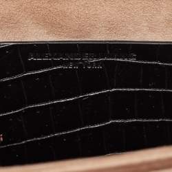 Alexander Wang Black Croc Embossed Leather Hook Shoulder Bag