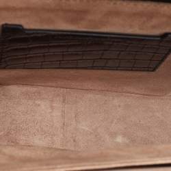 Alexander Wang Black Croc Embossed Leather Hook Shoulder Bag