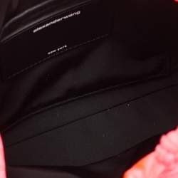 Alexander Wang Neon Pink Satin and Leather Ryan Drawstring Bag