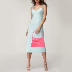 Alexander Wang Neon Pink Satin and Leather Ryan Drawstring Bag