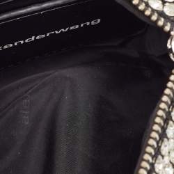 Alexander Wang Black Leather and Mesh Mini Heiress Crystals Pouch Bag