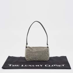 Alexander Wang Black Leather and Mesh Mini Heiress Crystals Pouch Bag