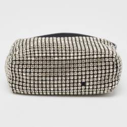 Alexander Wang Black Leather and Mesh Mini Heiress Crystals Pouch Bag