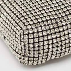Alexander Wang Black Leather and Mesh Mini Heiress Crystals Pouch Bag