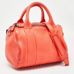 Pre Owned Alexander Wang Orange Pebbled Leather Rocco Bag