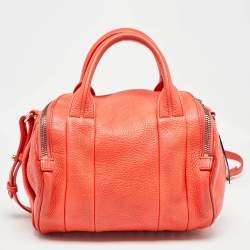 Pre Owned Alexander Wang Orange Pebbled Leather Rocco Bag