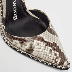 Alexander Wang Grey/Brown Snakeskin Embossed Slingback Pumps Size 37