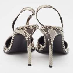 Alexander Wang Grey/Brown Snakeskin Embossed Slingback Pumps Size 37