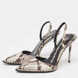 Alexander Wang Grey/Brown Snakeskin Embossed Slingback Pumps Size 37