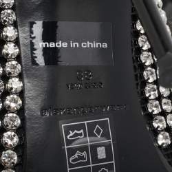 Alexander Wang Black Crystal Embellished Open Toe Slide Sandals Size 38