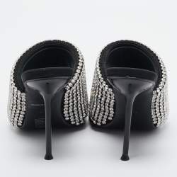 Alexander Wang Black Crystal Embellished Open Toe Slide Sandals Size 38