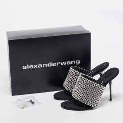 Alexander Wang Black Crystal Embellished Open Toe Slide Sandals Size 38