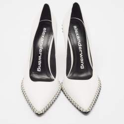 Alexander Wang White Leather Rie Studded Pointed-Toe Pumps Size 39.5
