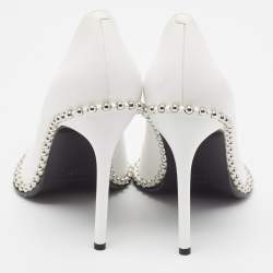 Alexander Wang White Leather Rie Studded Pointed-Toe Pumps Size 39.5