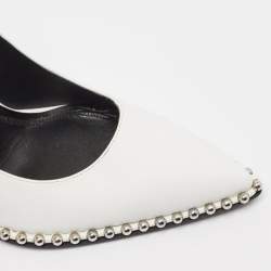 Alexander Wang White Leather Rie Studded Pointed-Toe Pumps Size 39.5