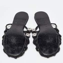 Alexander Wang Black Suede Amelia Studded Flat Slides Size 40