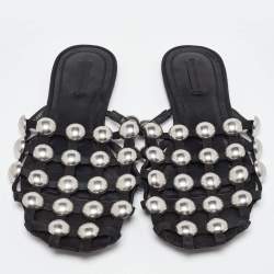 Alexander Wang Black Suede Amelia Studded Flat Slides Size 40