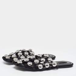 Alexander Wang Black Suede Amelia Studded Flat Slides Size 40