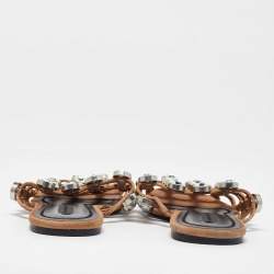 Alexander Wang Brown Leather Amelia Studded Flat Slides Size 38