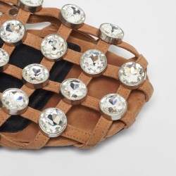 Alexander Wang Brown Leather Amelia Studded Flat Slides Size 38