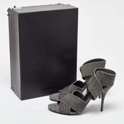 Pre Owned Alexander Wang Grey/Black Canvas Ankle Wrap Sandals Size 37