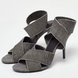 Pre Owned Alexander Wang Grey/Black Canvas Ankle Wrap Sandals Size 37