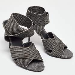 Pre Owned Alexander Wang Grey/Black Canvas Ankle Wrap Sandals Size 37