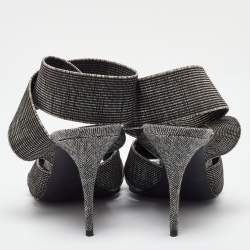 Pre Owned Alexander Wang Grey/Black Canvas Ankle Wrap Sandals Size 37