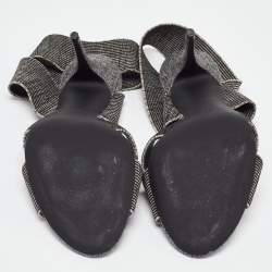 Pre Owned Alexander Wang Grey/Black Canvas Ankle Wrap Sandals Size 37