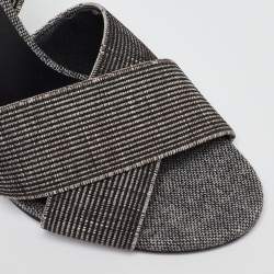 Pre Owned Alexander Wang Grey/Black Canvas Ankle Wrap Sandals Size 37