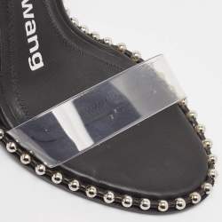Alexander Wang Black Fabric and PVC Studded Nova Sandals Size 37