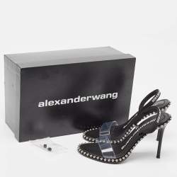 Alexander Wang Black Fabric and PVC Studded Nova Sandals Size 37