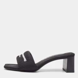 Alexander Wang Black Canvas Anya Slide Sandals Size 36