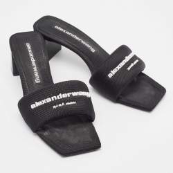 Alexander Wang Black Canvas Anya Slide Sandals Size 36
