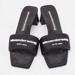 Alexander Wang Black Canvas Anya Slide Sandals Size 36