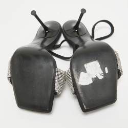مملوكة مسبقًا Alexander Wang Black Crystals Embellished Fabric Slingback Sandals Size 37