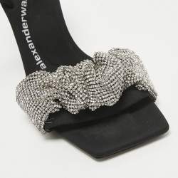 مملوكة مسبقًا Alexander Wang Black Crystals Embellished Fabric Slingback Sandals Size 37