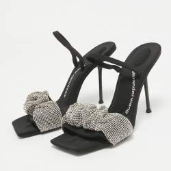 مملوكة مسبقًا Alexander Wang Black Crystals Embellished Fabric Slingback Sandals Size 37
