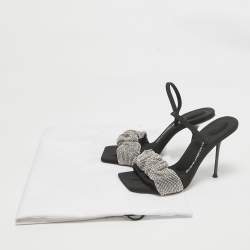 مملوكة مسبقًا Alexander Wang Black Crystals Embellished Fabric Slingback Sandals Size 37