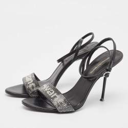 Alexander Wang Black Crystal Embellished Ankle Strap Sandals Size 37.5