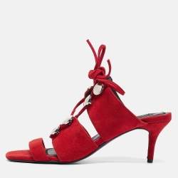 Alexander Wang Red Suede Slide Sandals Size 37