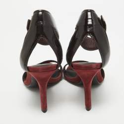 Alexander Wang Burgundy Patent Leather and Suede Ankle Strap Sandals Size 37