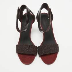 Alexander Wang Burgundy Patent Leather and Suede Ankle Strap Sandals Size 37